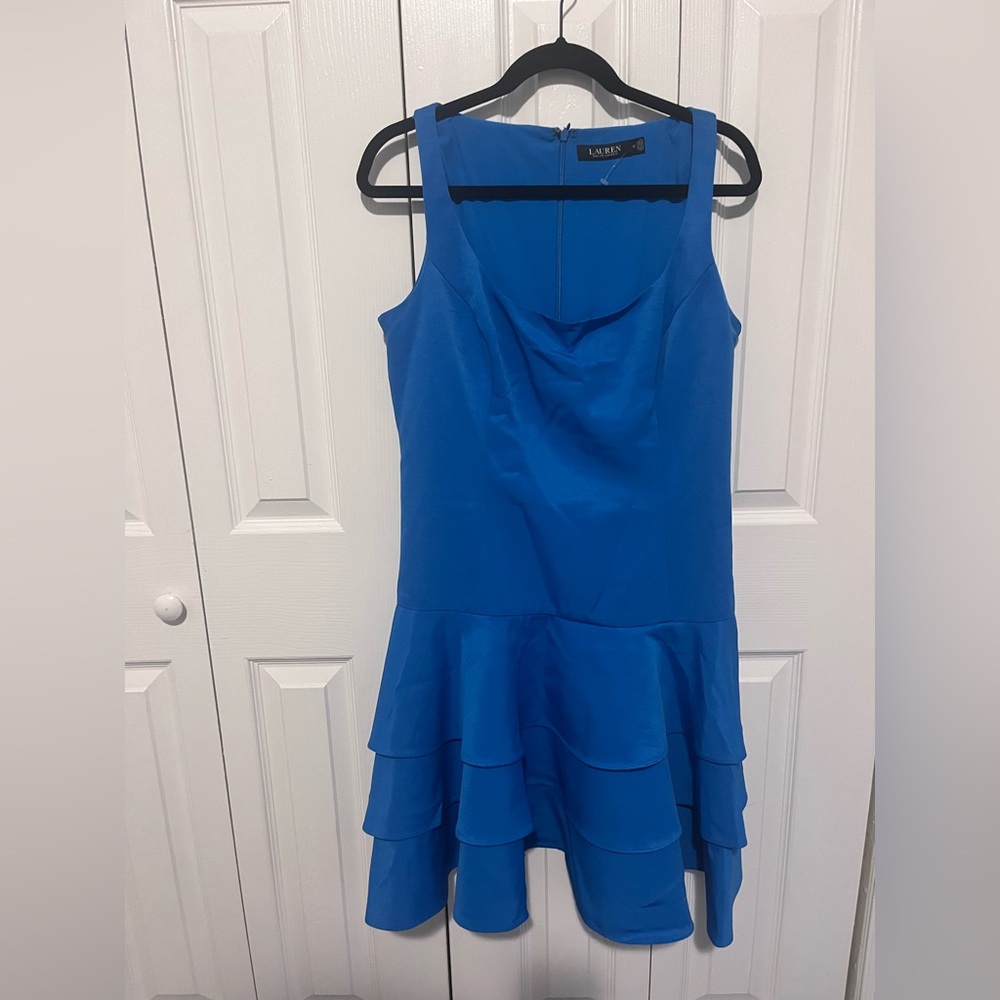 Lauren Ralph Lauren Tiered Dress Electric Blue Size 12
